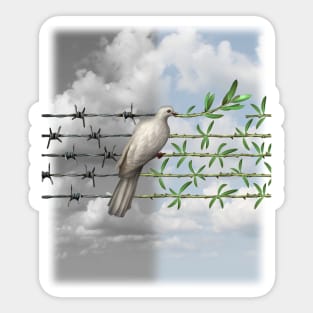 Dove With Olive Branch and Barbed Wire Sticker